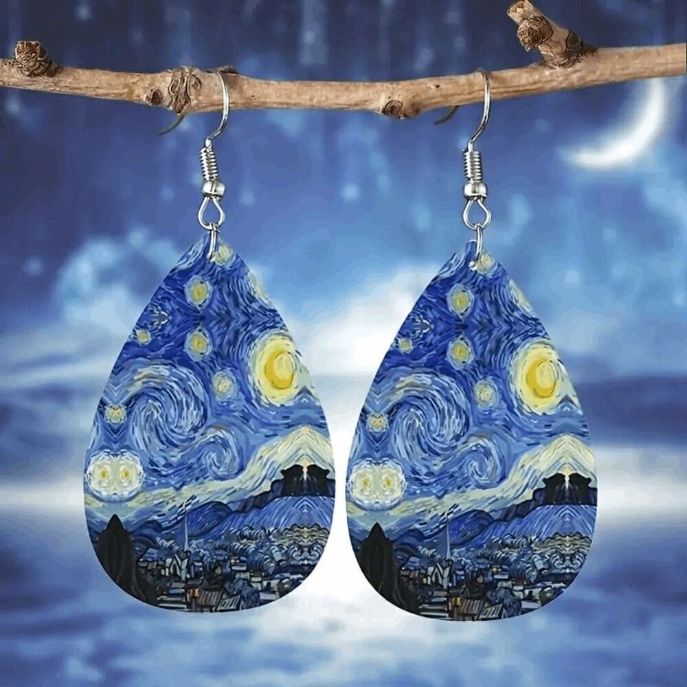 Vincent Van Gogh Starry Night Drop Dangle Earrings